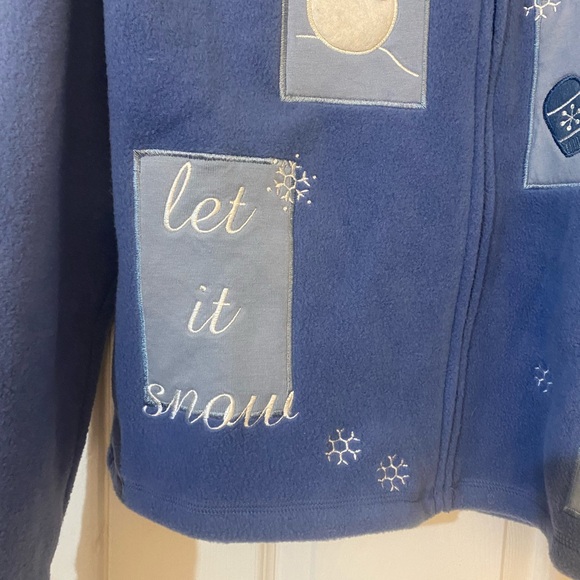 Blue Vintage Holiday Fleece Zip Up Jacket Size M - Picture 3 of 4